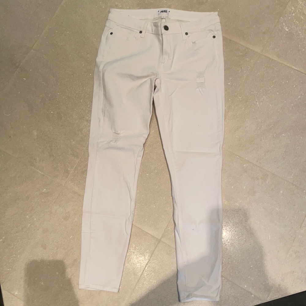 Paige White Skinny Jeans w small Distressing sz 31